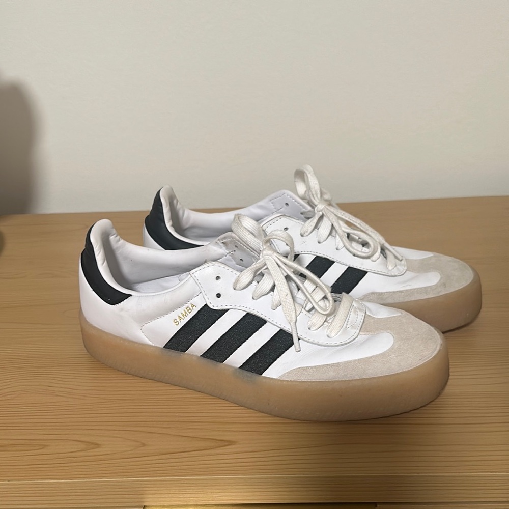 adidas Samba White and Black Sneakers with Gum Sole